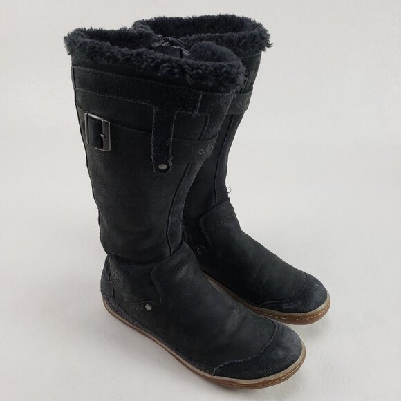 Cushe Manuka Fawn Waterproof Boot Womens 9 Black Winter Snow Lined Tall Side Zip - Picture 1 of 12